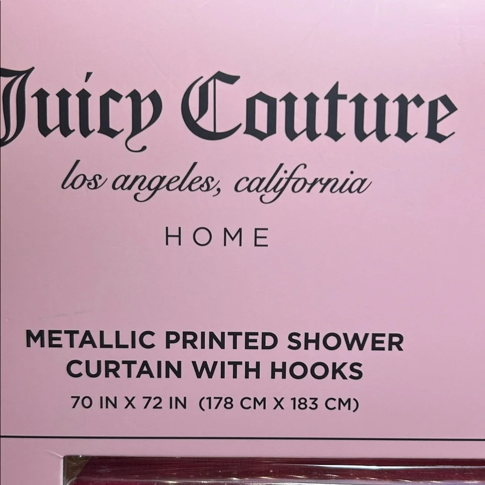 Juicy Couture Pink Silver Shower Curtain NWT Glam Bath